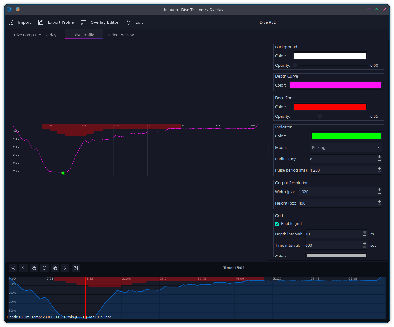 Unabara dive profile editor